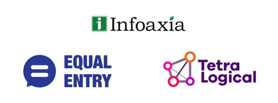 インフォアクシア、Equall Entry社、TetraLogical社のロゴ